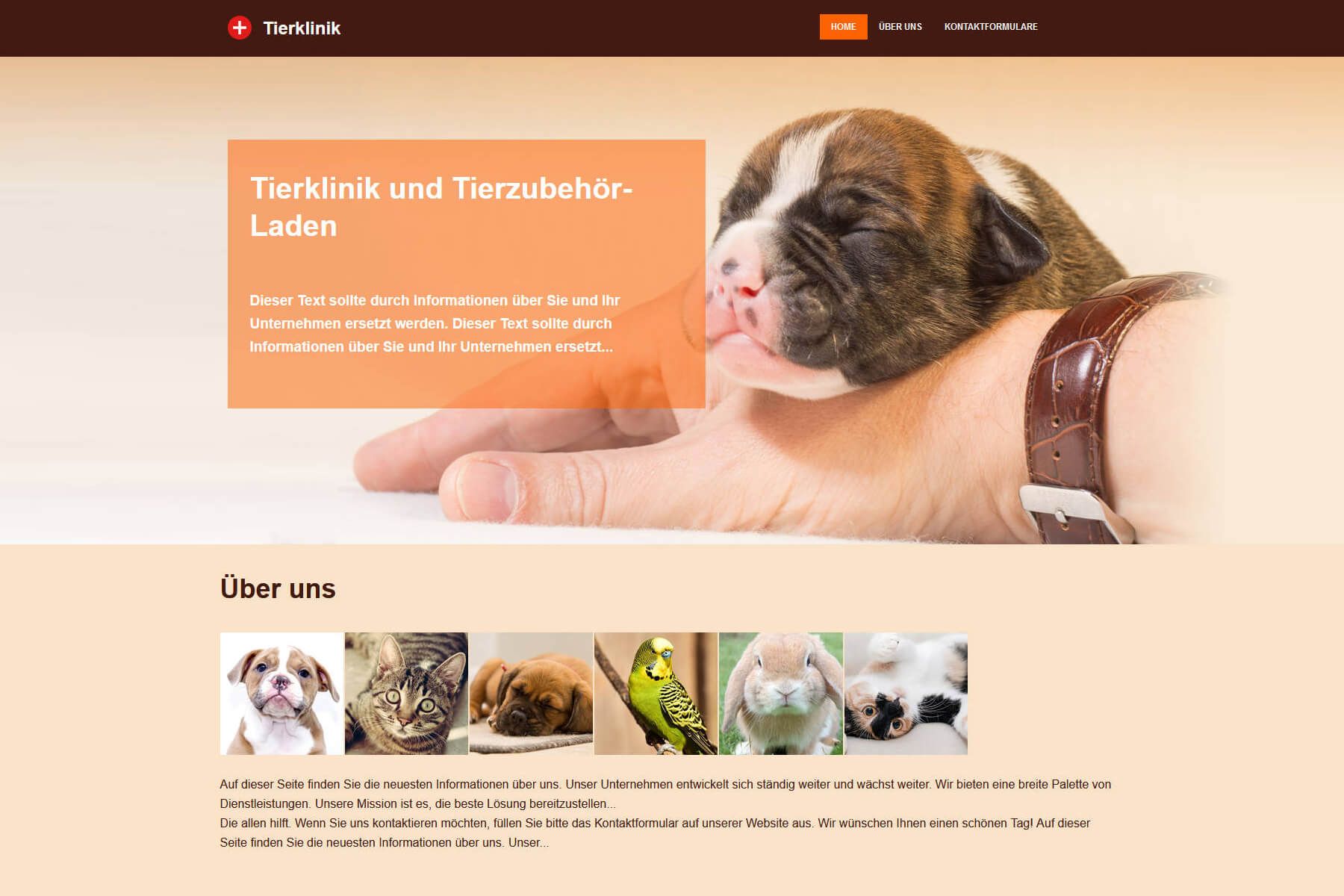 Green web builder template for veterinary clinic and pet shop