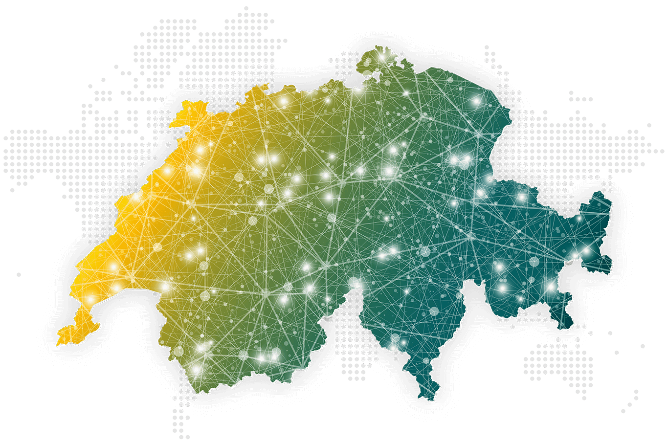 Schweizer Karte mit Datenströmen