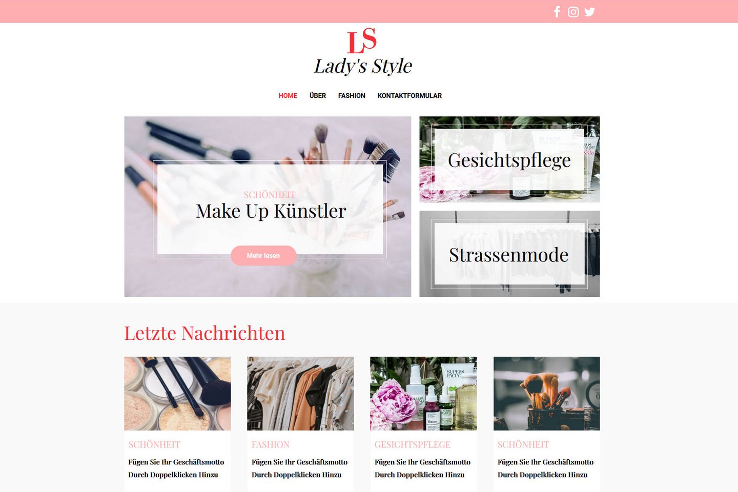 Web builder template by Green for fashion and style blogs