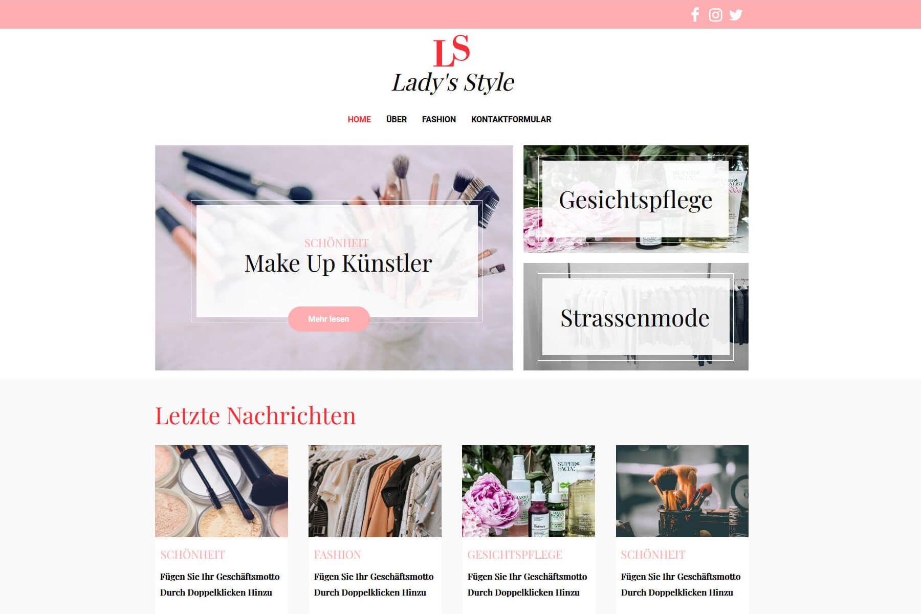 Web builder template by Green for fashion and style blogs