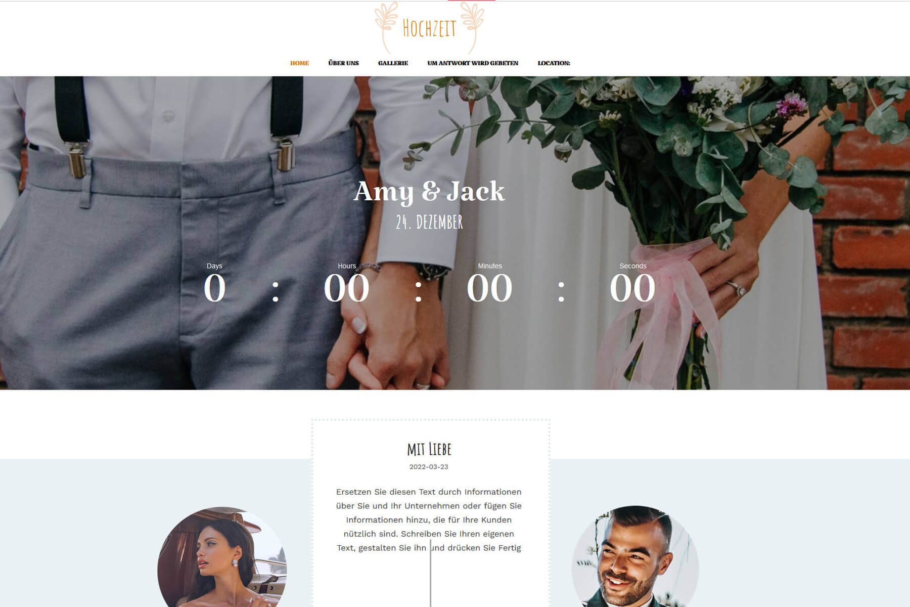 Web builder template by Green for weddings and events