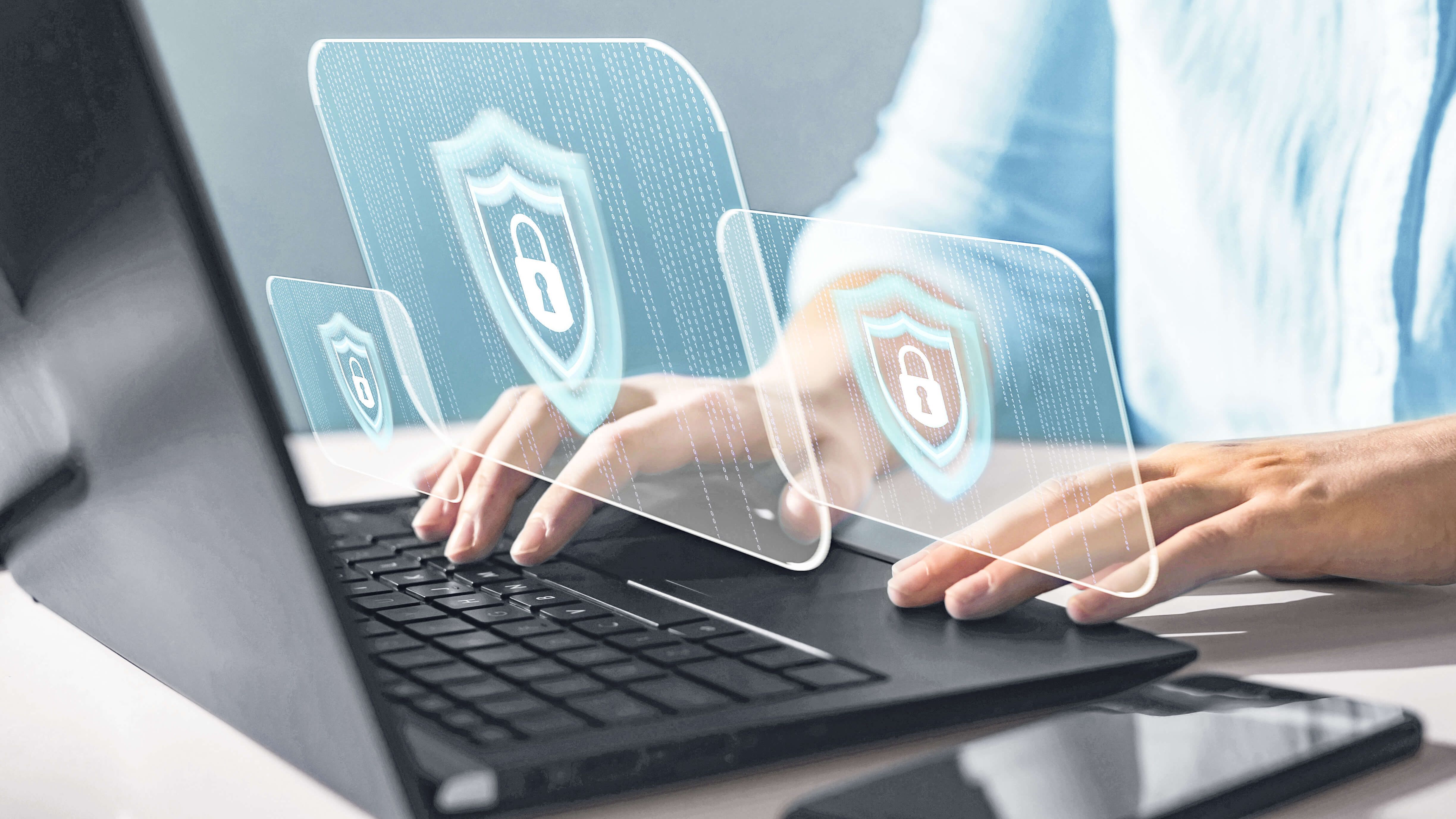 Security with green web hosting with SSL, firewall and backup Internet protection for website and customer data
