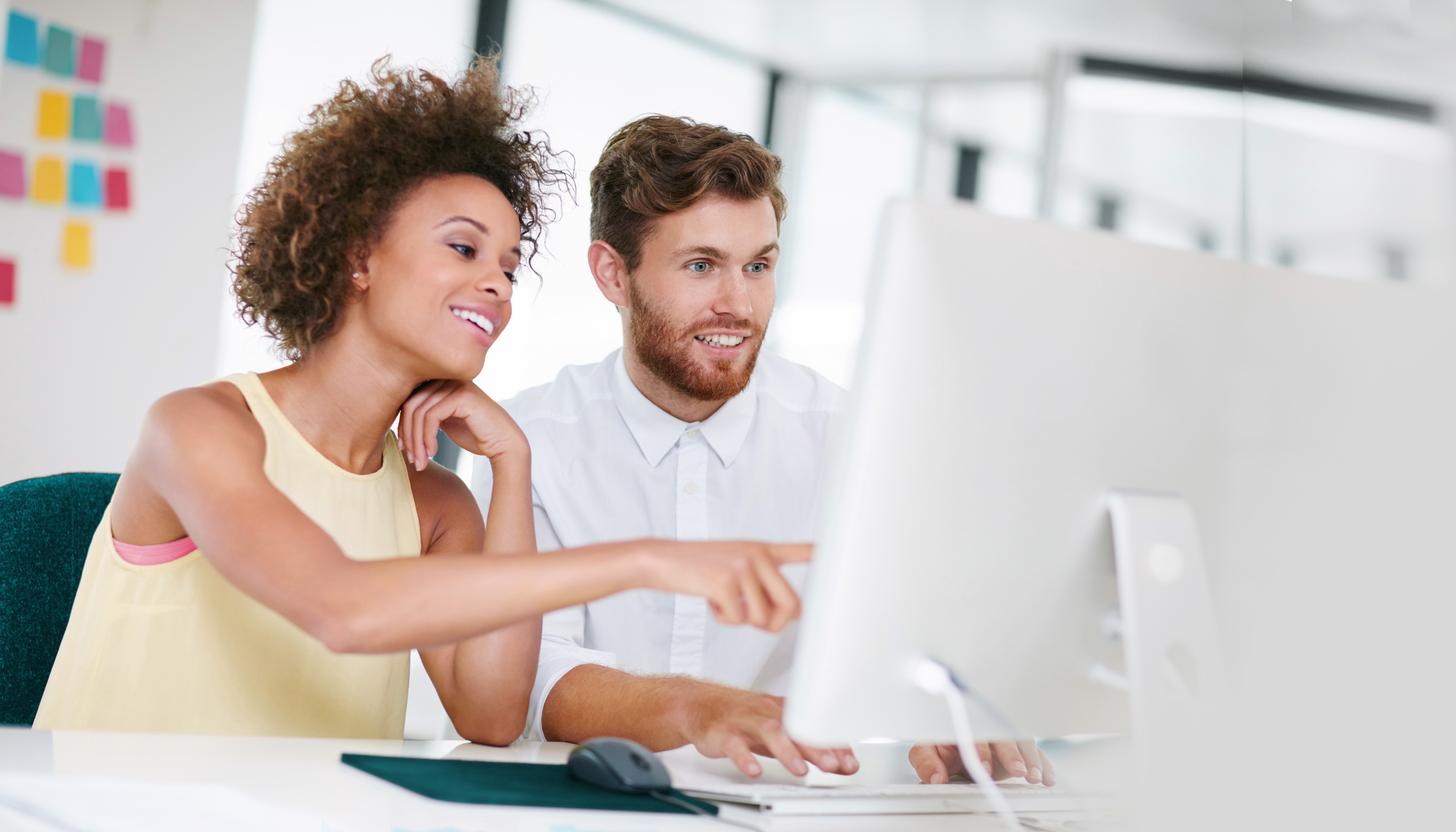 Mood picture: two people checking a new website