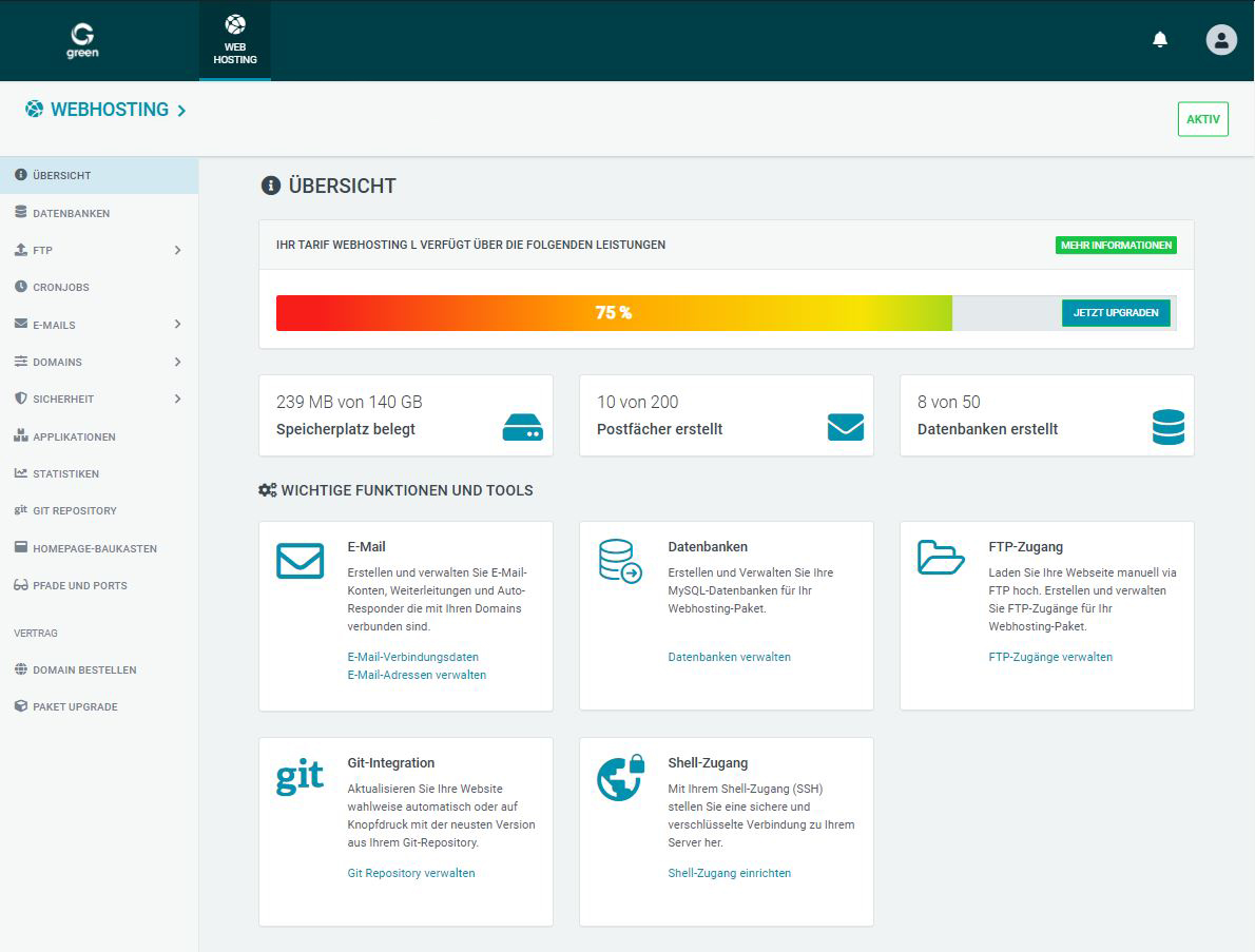 Webhosting Übersicht