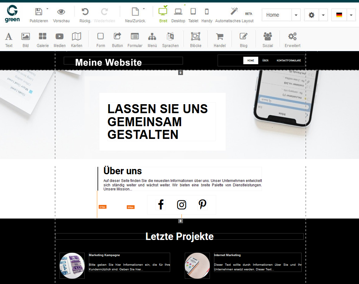 From beginner to web designer: Green website-builder
